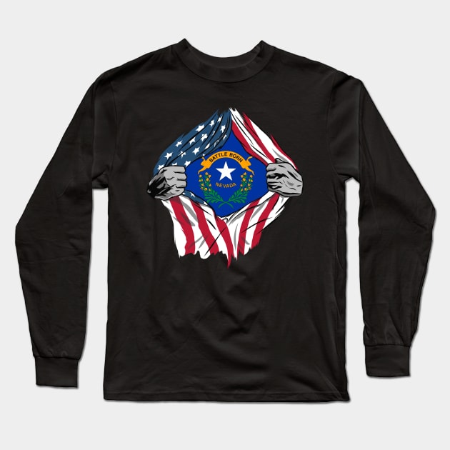 USA American Grown Nevada Flag Long Sleeve T-Shirt by tobzz